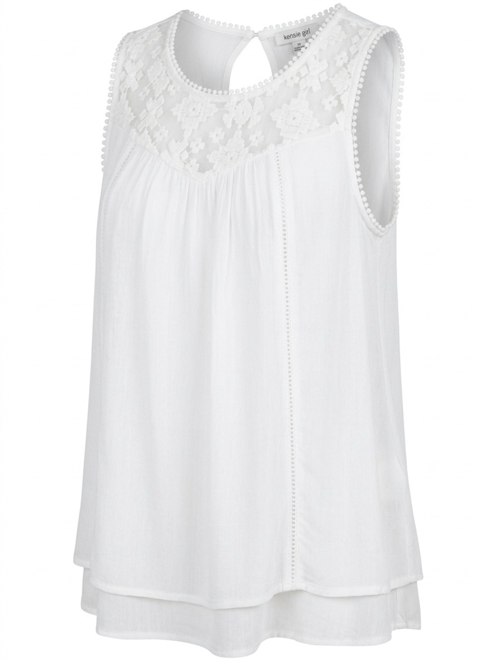 John Paul Richard White Lace Yoke Sleeveless Camisole